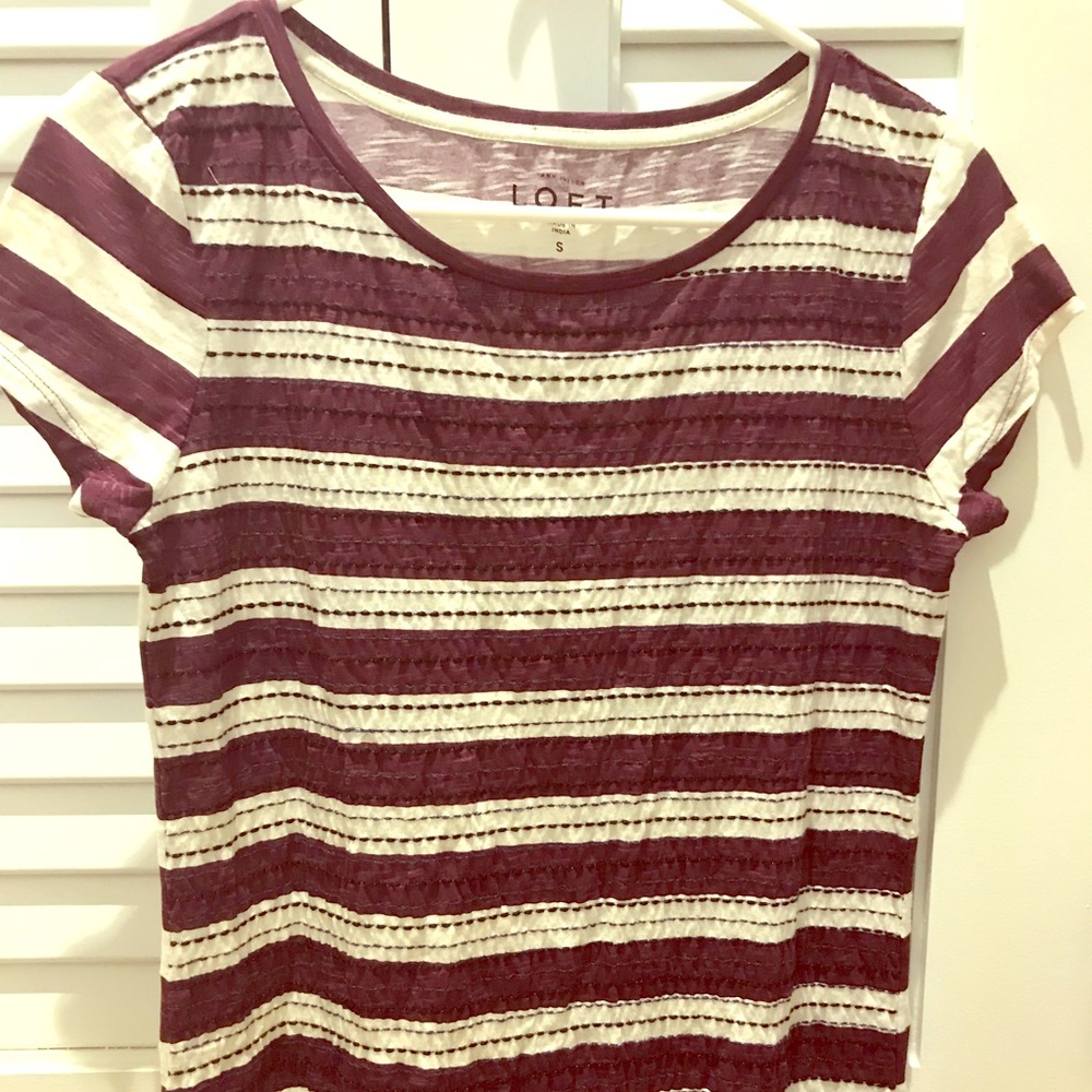 Loft Short-Sleeved Red and White Shirt